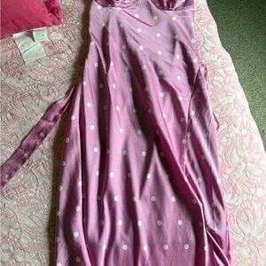 Astr Pink and White Polka Dot Dress